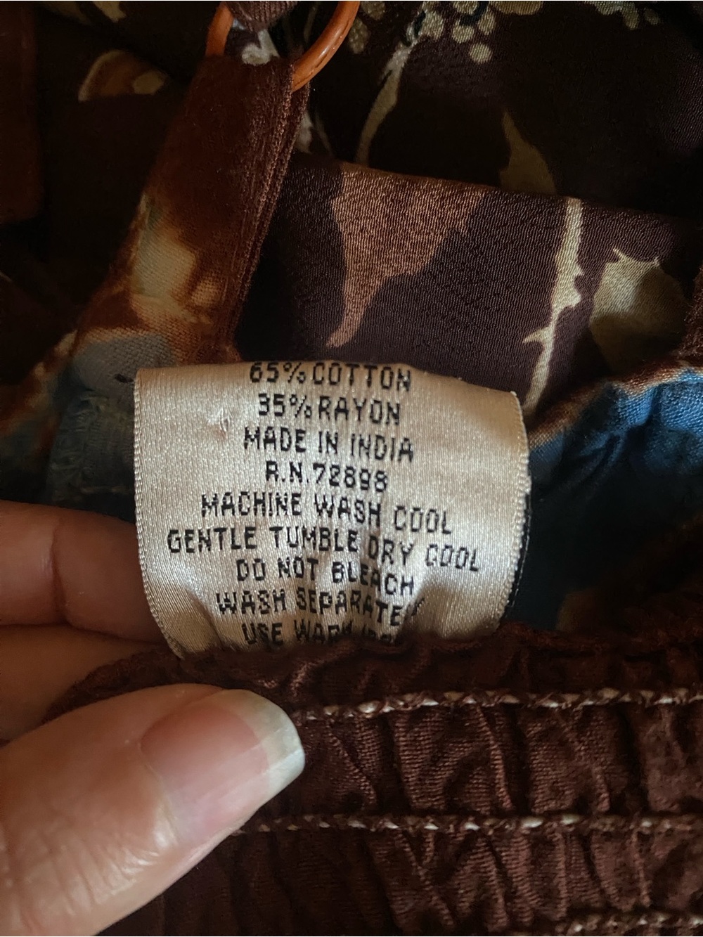 Y2K Boho Cami Tank with Brown Blue Tie-Dye Hem & Fairy Sequins - Picture 2 of 5